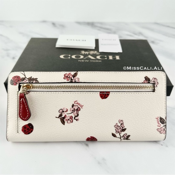 NWT COACH 🐞Ladybug Floral Slim Long Wallet Bag - Picture 6 of 13